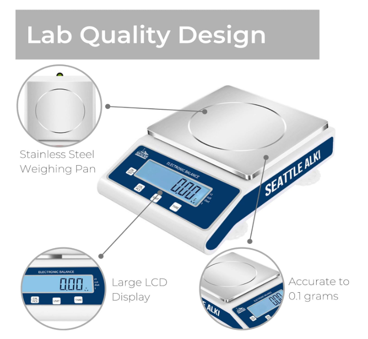 Seattle Alki Scientific Lab Digital Precision Analytical Balance 15kg x 0.1g, Grams