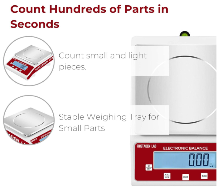 Fristaden Lab Digital Scale - High Precision 15kg x 0.1g, Multi-Use Gram Weight Scale for Laboratory, Kitchen with Calibration Certificate, Analytical Balance for Scientific & Industrial Use