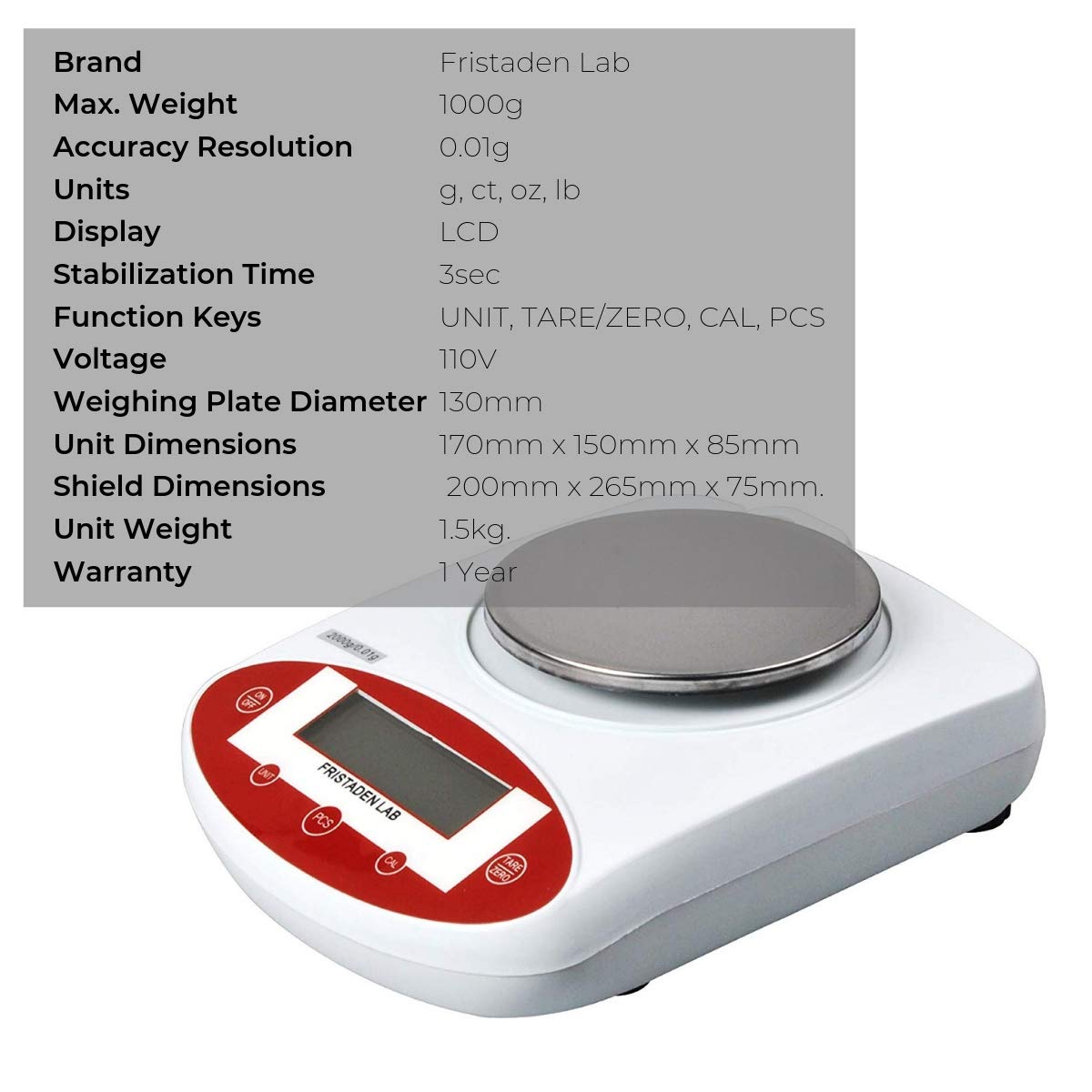 Fristaden Lab Digital Precision Balance | 1000g x 0.01g - Fristaden Lab