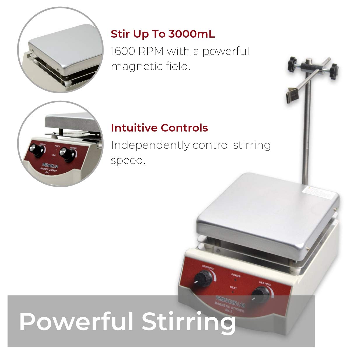 Magnetic Stirrer w/ Heating Plate Electric Laboratory Hotplatem Mixer 3L  3000ml