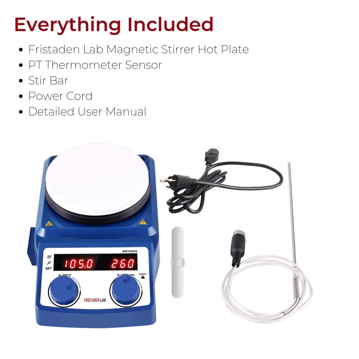 Fristaden Lab Digital Magnetic Stirrer Hotplate 5L 100-1500RPM - Fristaden Lab