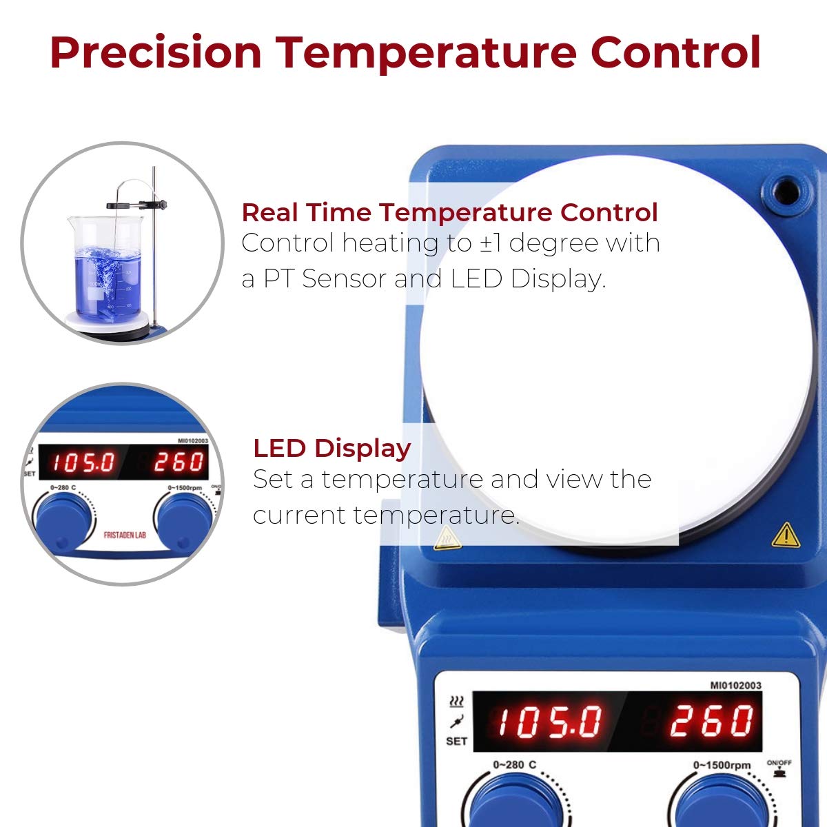 ONiLAB 5 inch LCD Digital Hotplate Magnetic Stirrer with Timer, White/Dark  Blue (8050231110)