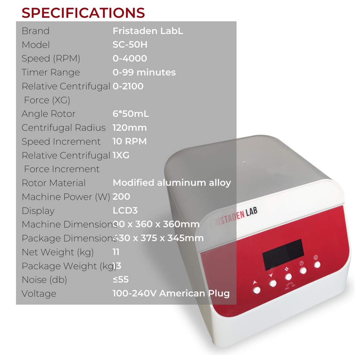 Fristaden Lab Digital Centrifuge (0-4000RPM) - Fristaden Lab