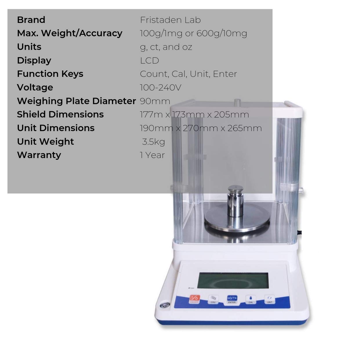 Digital Analytical Balance | 100g x 1mg | 600g x 10mg - Fristaden Lab