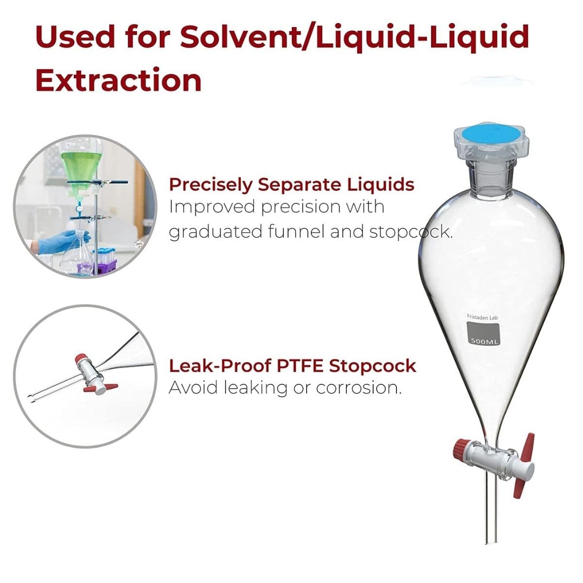 Glass Conical Separatory Funnel - Fristaden Lab