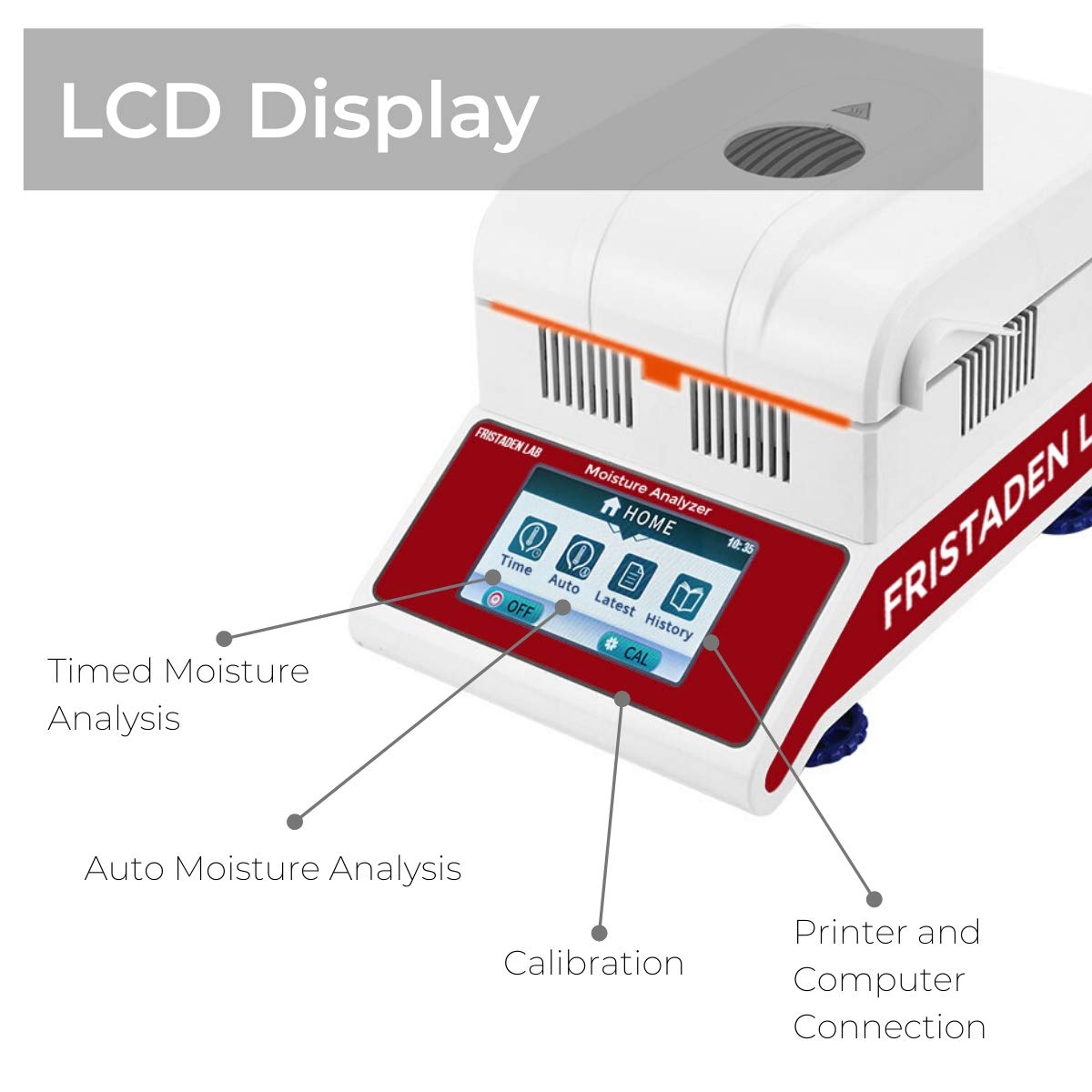 Halogen Moisture Analyzer | 0.005g Accuracy | 100g Capacity | 0.02% Moisture Readability - Fristaden Lab