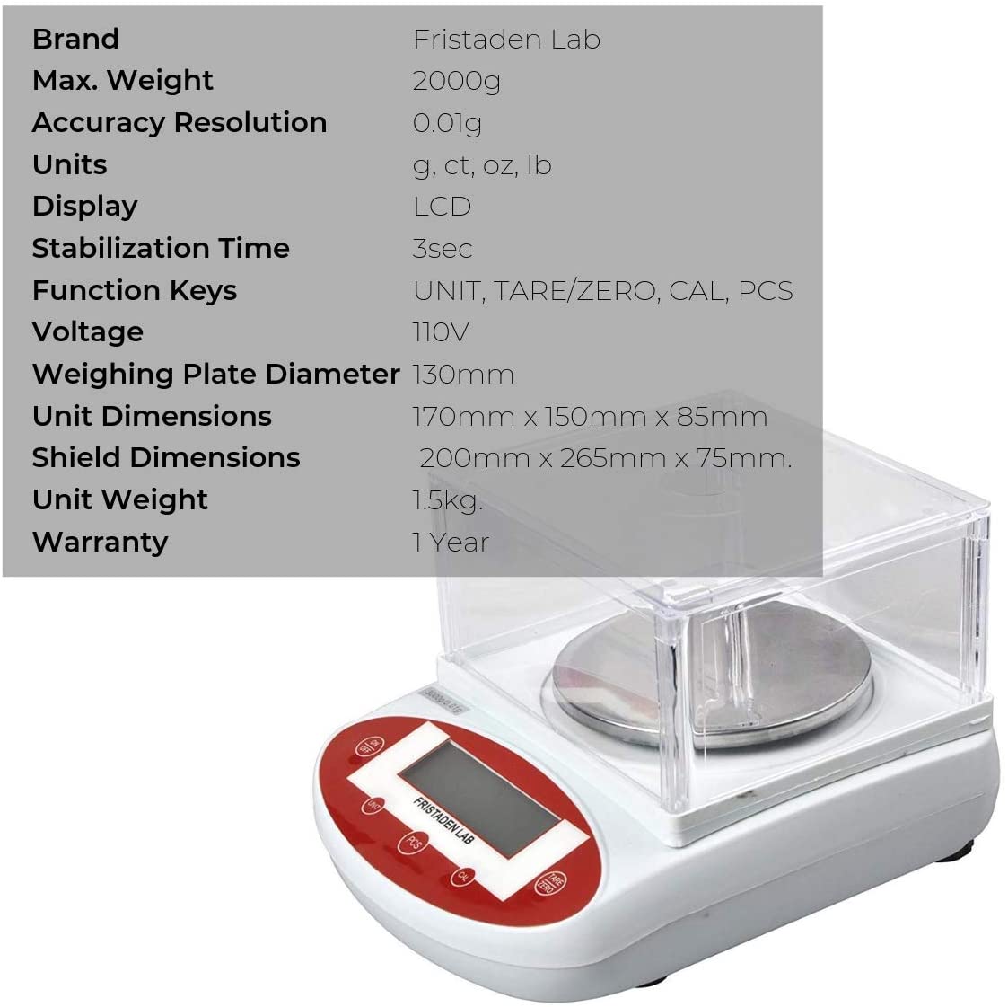 Fristaden Lab Digital Precision Balance | 2000g x 0.01g - Fristaden Lab