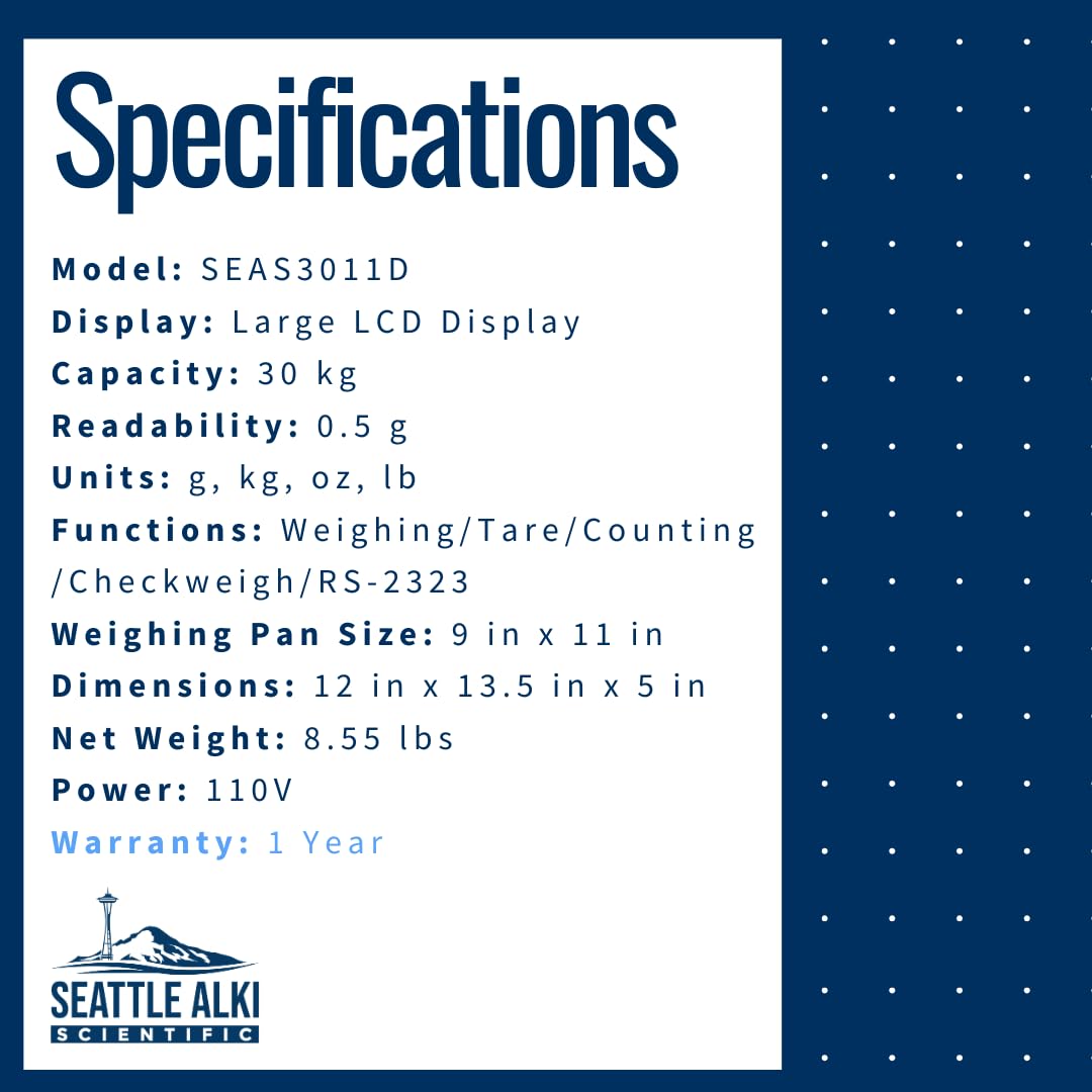 Seattle Alki Counting Scale 30 kg x 0.5 g (Open Box)
