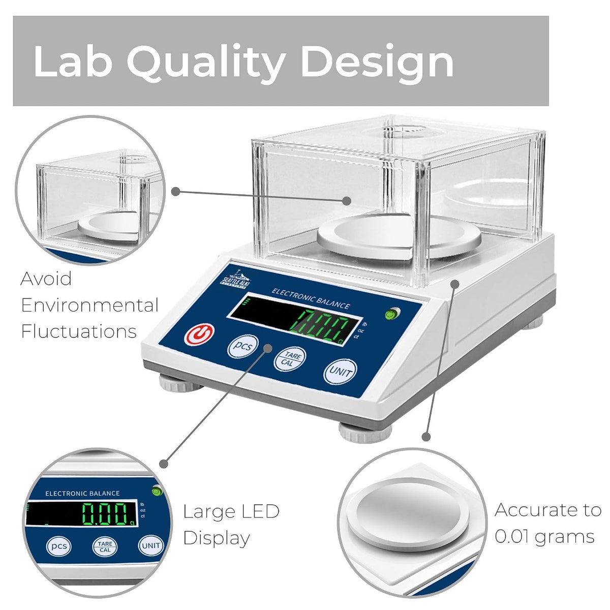 Seattle Alki by Fristaden Lab Precision Lab Balance (HTP Series) (Open Box) Round - 3000g x 0.01g (Enclosure)