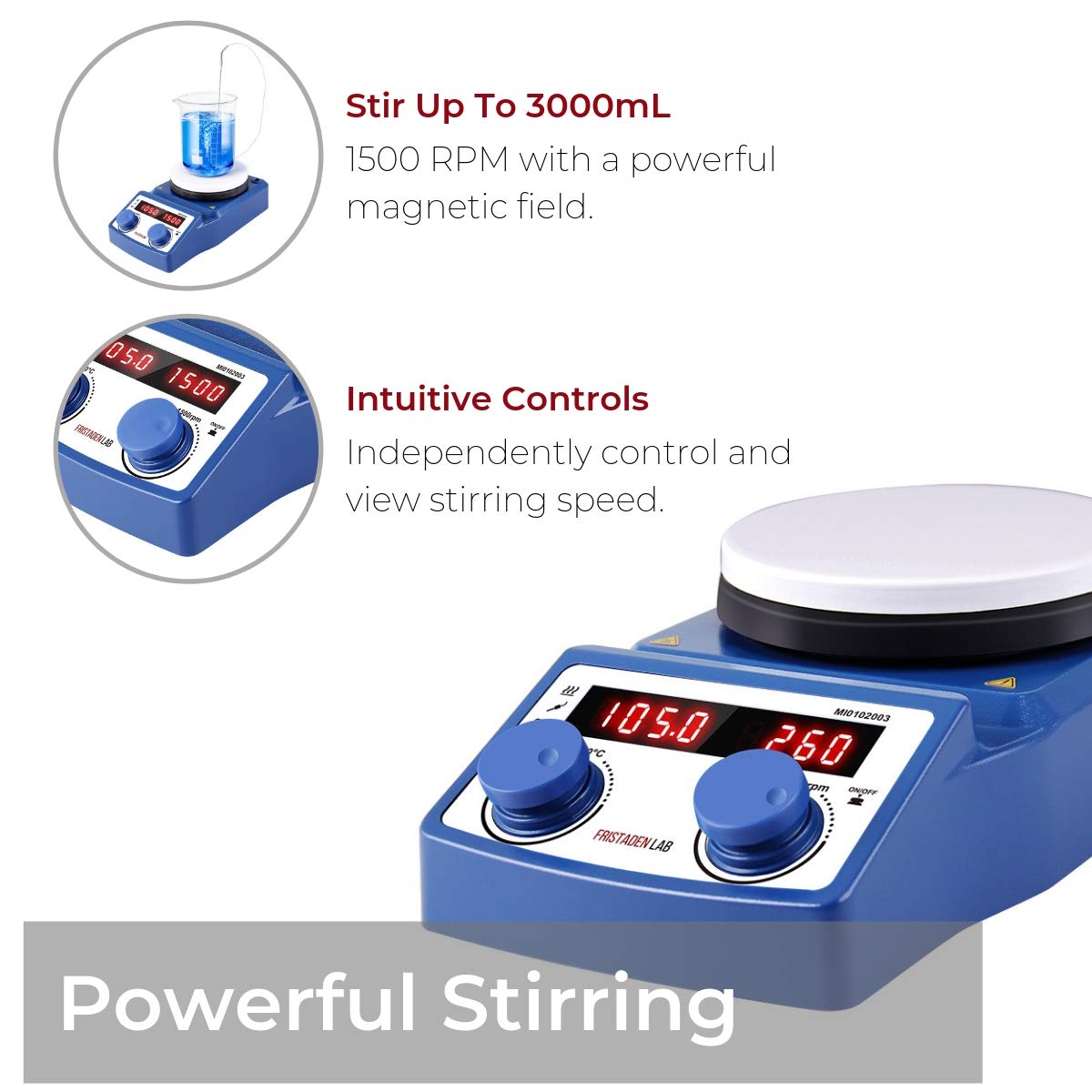 Fristaden Lab Digital Magnetic Stirrer Hotplate 5L 100-1500RPM - Fristaden Lab