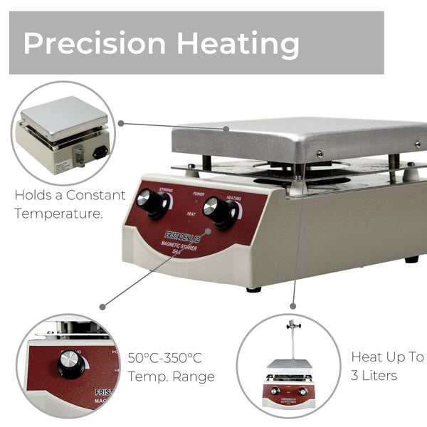 Fristaden Lab SH-3 Analog Hot Plate Magnetic Stirrer, 3L, 100-1600 rpm, 350°C - Fristaden Lab