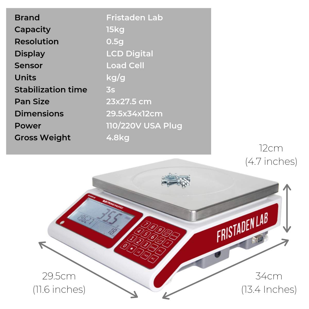Fristaden Lab Counting Scale | 15kg x 0.5g - Fristaden Lab