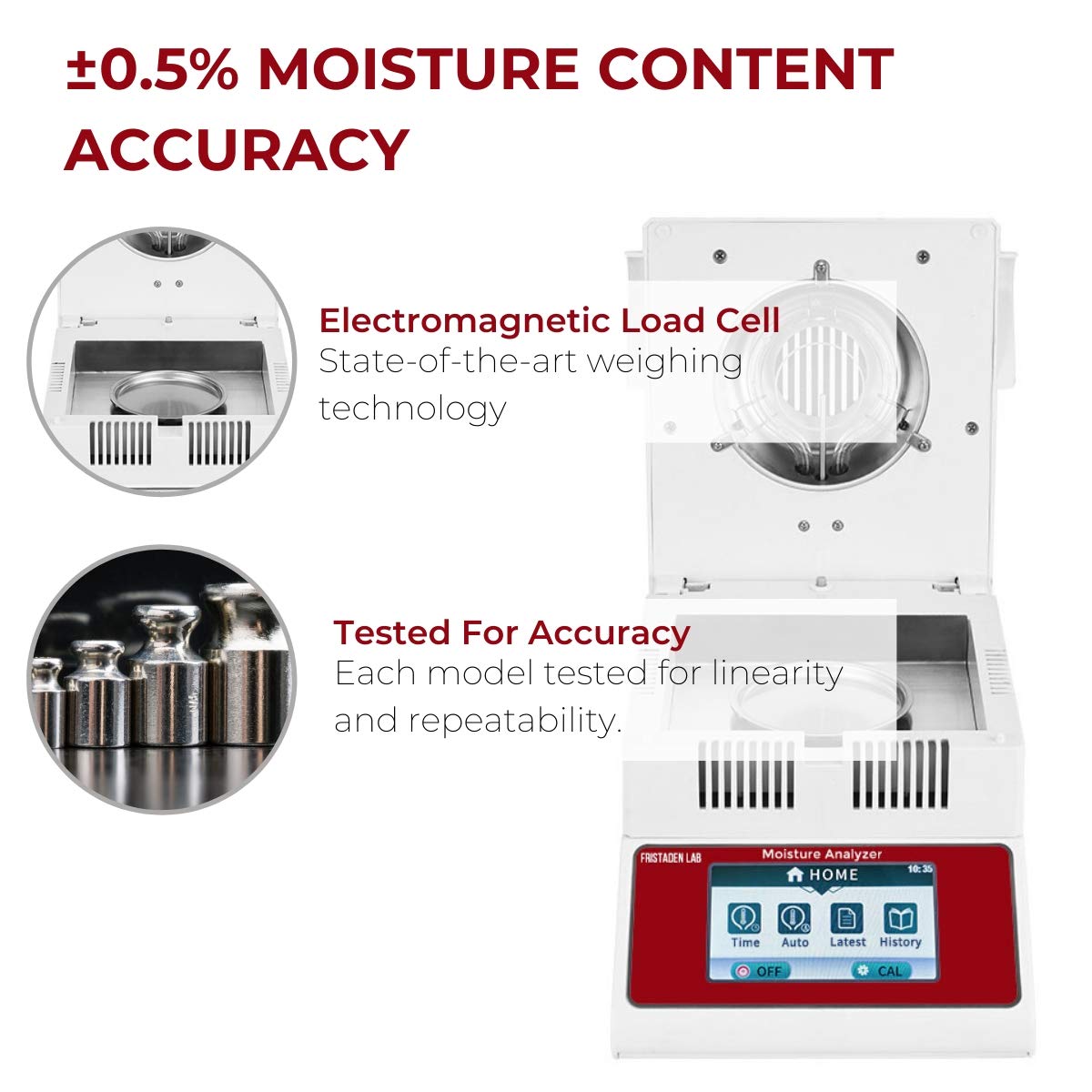 Halogen Moisture Analyzer | 0.005g Accuracy | 100g Capacity | 0.02% Moisture Readability - Fristaden Lab